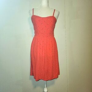 Old Navy Fit & Flare Pink Ditsy Floral Dress Medium M EUC